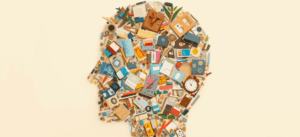 Warum fällt mir Ausmisten so schwer – Kopf voller Dinge als Symbol für mentale Blockaden